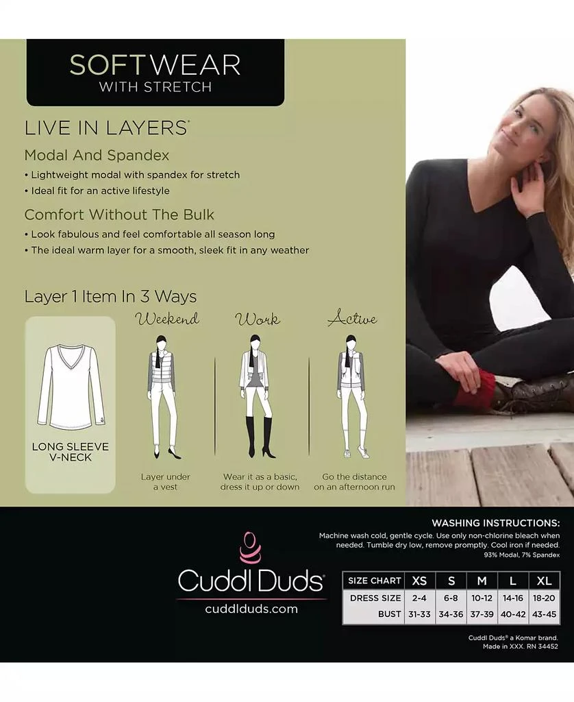 Cuddl Duds Plus Size Softwear Long-Sleeve V-Neck Top 5