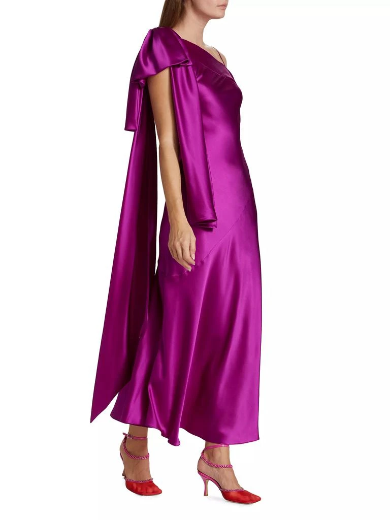 Rodarte Purple Silk Satin 1 Shoulder Dress With Bow Detail 2