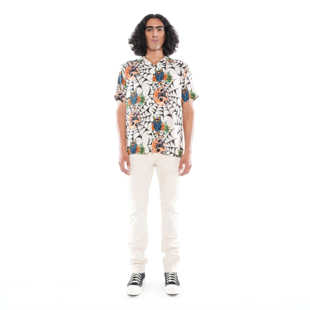 Cult Of Individuality Yakuza Short Sleeve Woven Shirt In Cream 4