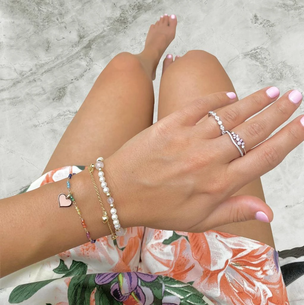 The Lovery Pink Pearl Heart Charm 10mm 2