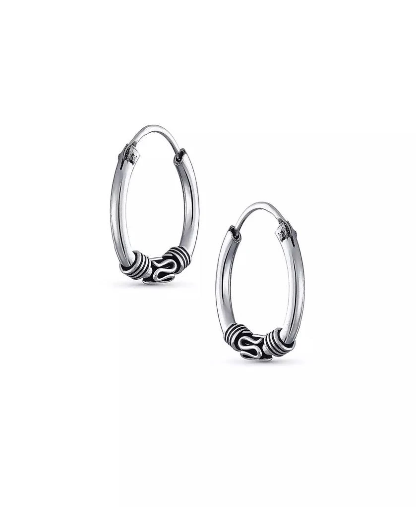 Bling Jewelry Bali Tribal Continuous Endless Tiny Hoop Earrings Oxidized .925 Sterling Silver .75 Inch Diameter 4