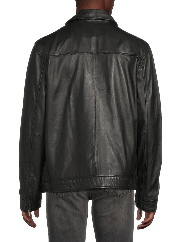 Karl Lagerfeld Paris Spread Collar Leather Jacket 2