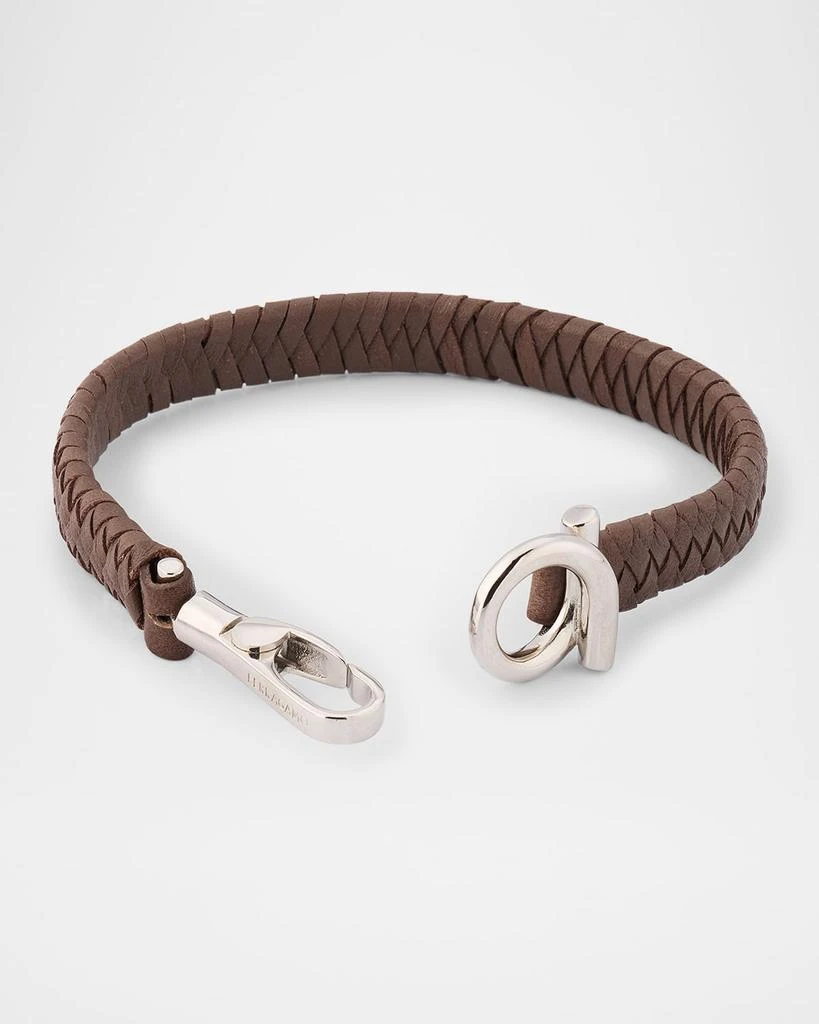Salvatore Ferragamo Men's Woven Leather Gancio Bracelet 4