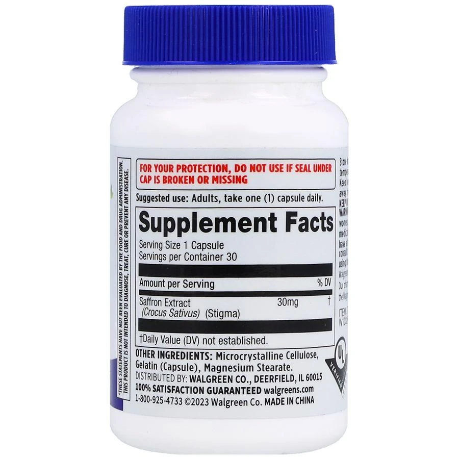 Walgreens Free & Pure Saffron 30 mg Capsules 3