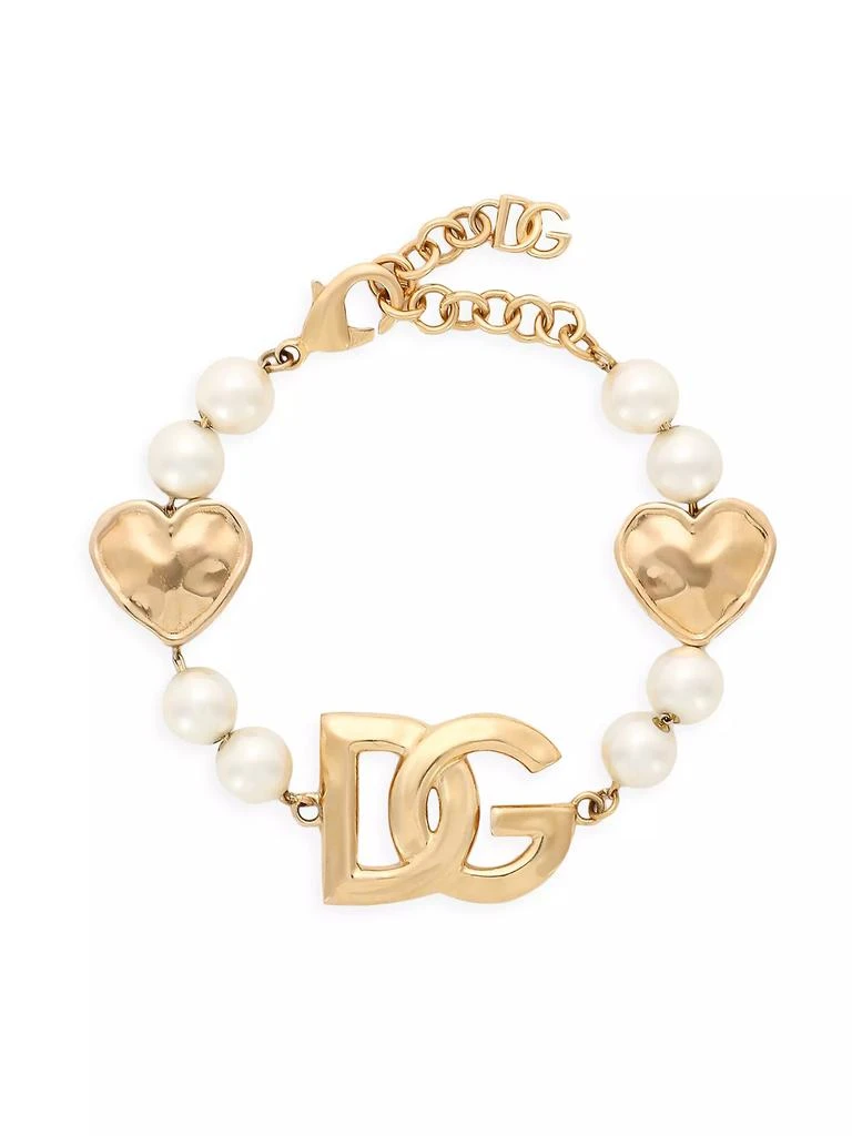 Dolce & Gabbana Goldtone &amp; Imitation Pearl Monogram Bracelet 1