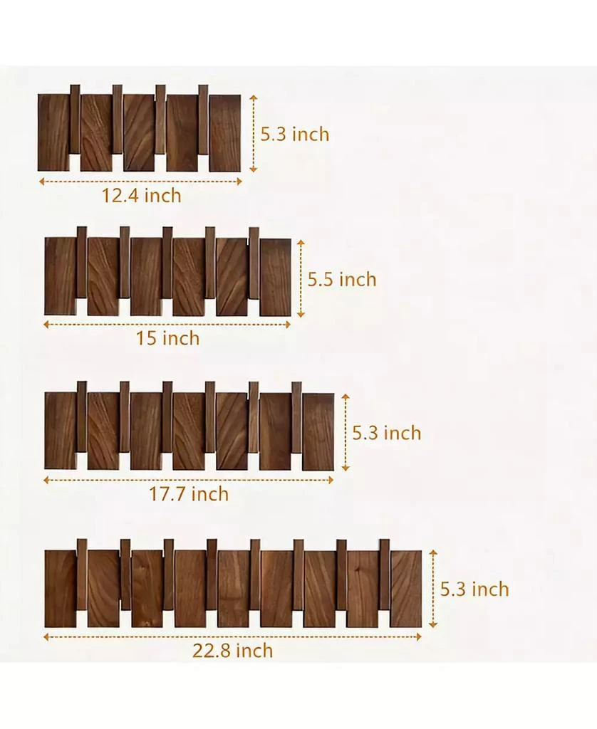 YIGII Wood Piano Key Style Wall Coat Rack with 8 Hooks 2