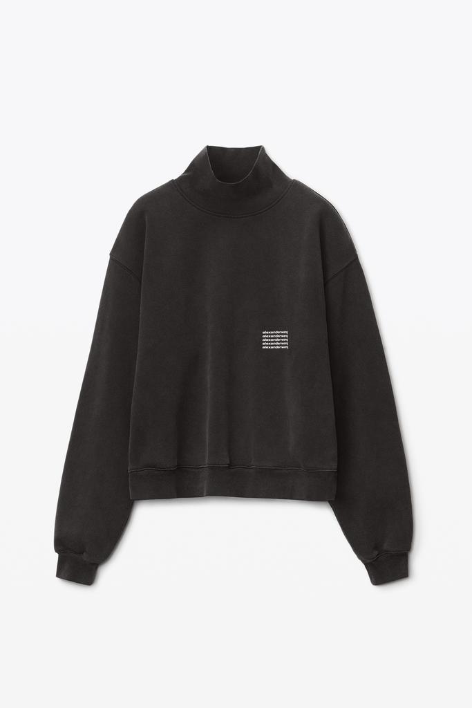 Alexander Wang HIGH NECK SWEATSHIRT IN DENSE FLEECE Tops Free Shipping BeyondStyle