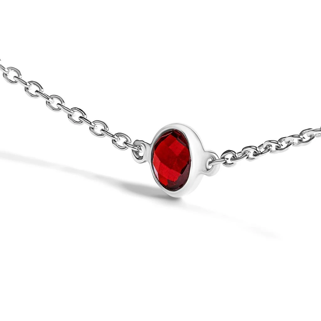 Haus of Brilliance .925 Sterling Silver Bezel Set Red Garnet 5 Station Adjustable Bolo Bracelet 4