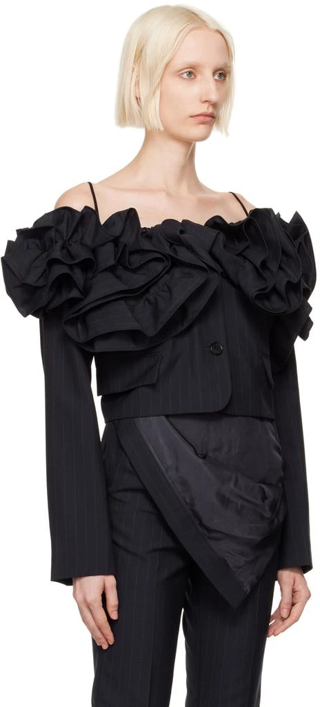 pushBUTTON Navy Off The Shoulder Frill Jacket 2