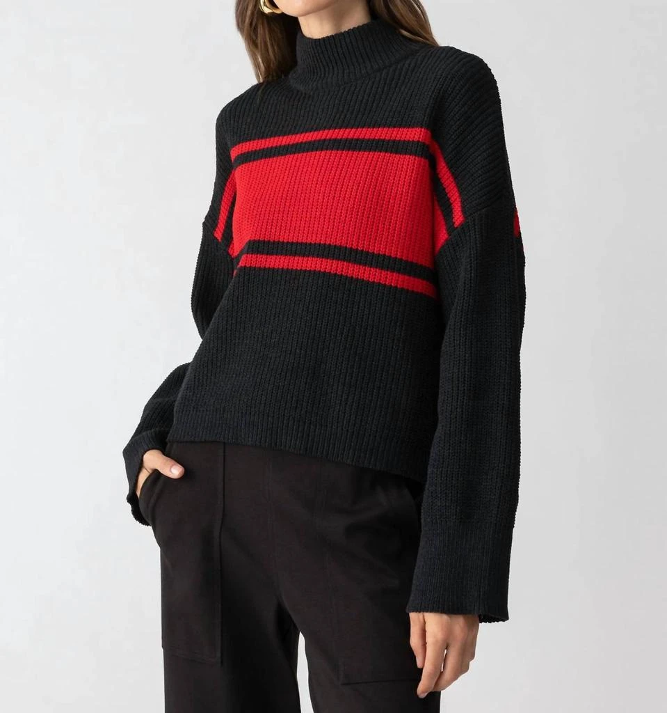 Sanctuary Stay Cozy Stripe Sweater In Black/red 1