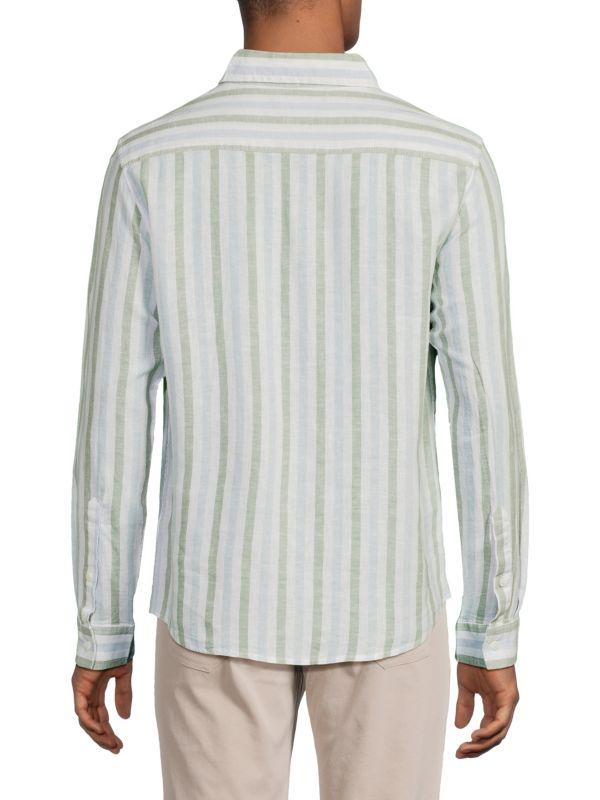 Saks Fifth Avenue Linen-Blend Cabana Stripe Long Sleeve Shirt
