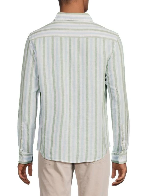 Saks Fifth Avenue Linen-Blend Cabana Stripe Long Sleeve Shirt 2