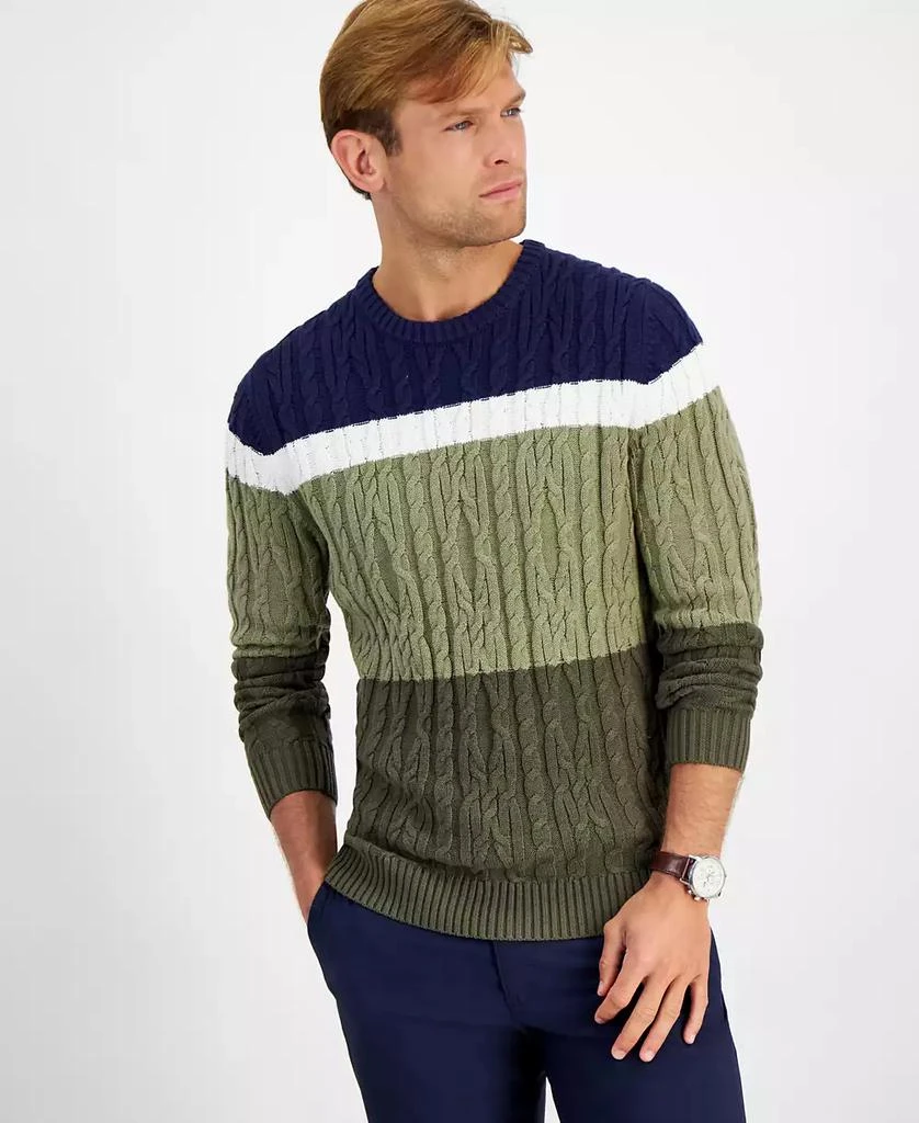 Club Room Men's Colorblocked Cable Sweater, Created for Macy's 1