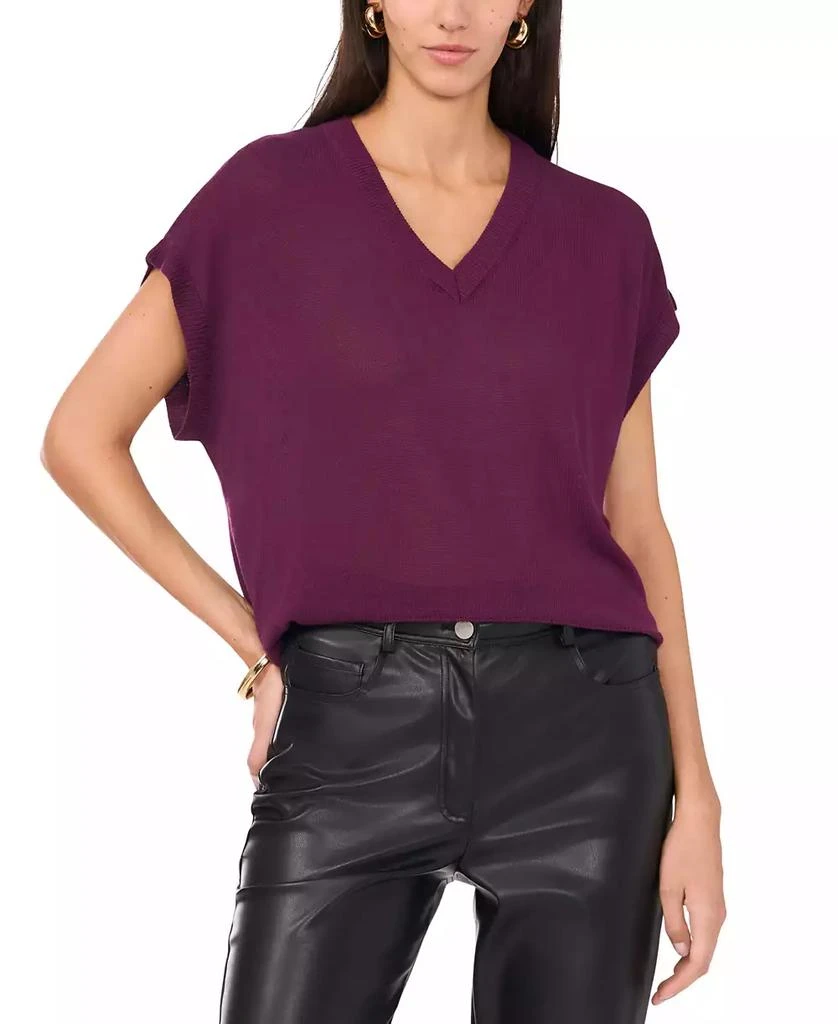 Vince Camuto Women's V-Neck Short-Sleeve Sweater 1