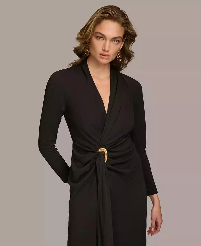 Women's Long Sleeve Front Slit Ruched Gown  On Sale Now with Up to 31% Off  | Discover Exclusive Deals & Savings at BeyondStyle  Authentic Donna Karan  dress|women's fashion|dresses with Limited-Time