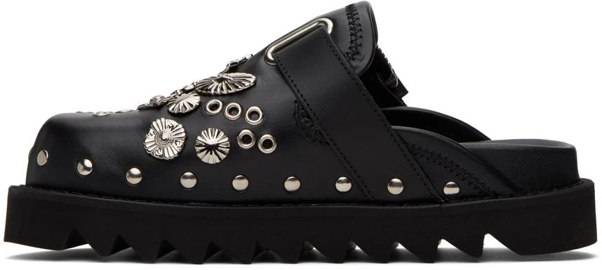 Toga Pulla Black Eyelet Metal Sabot Slippers 3