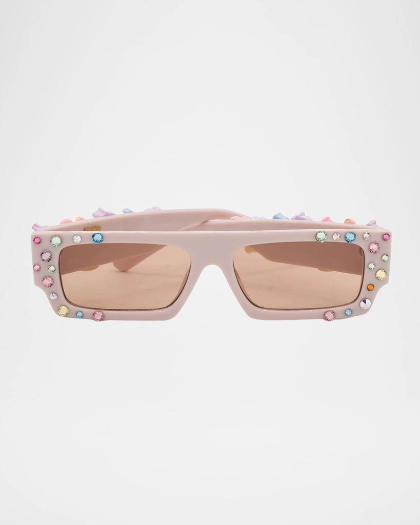 Bari Lynn Kid's Rhinestone Charm Rectangular Sunglasses 1