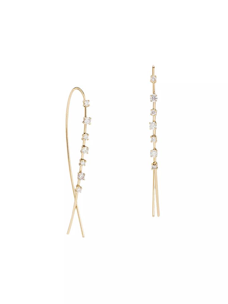 LANA 14K Gold & Diamond Narrow Upside Down Hoops