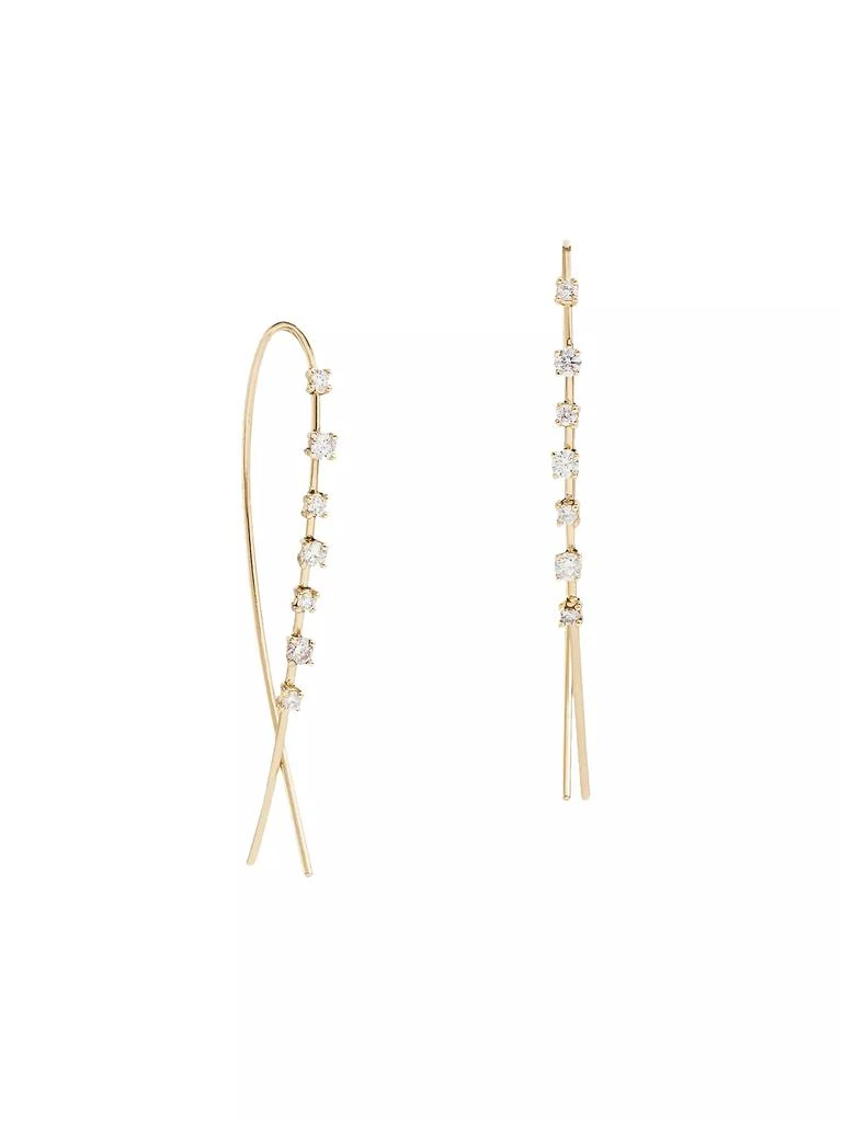 LANA 14K Gold & Diamond Narrow Upside Down Hoops 1