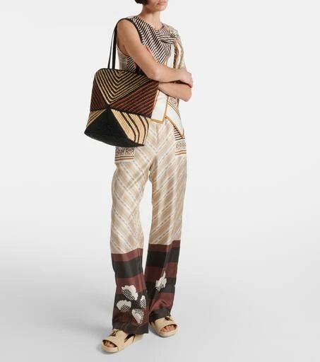 Loewe Paula's Ibiza Puzzle Fold Medium raffia tote bag 5