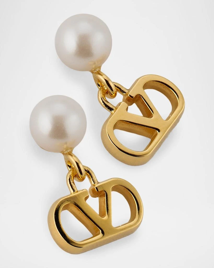 Valentino Pearly VLogo Drop Earrings 2