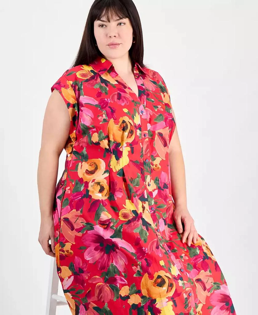 julia jordan Plus Size Floral-Print Button-Down Shirtdress 4