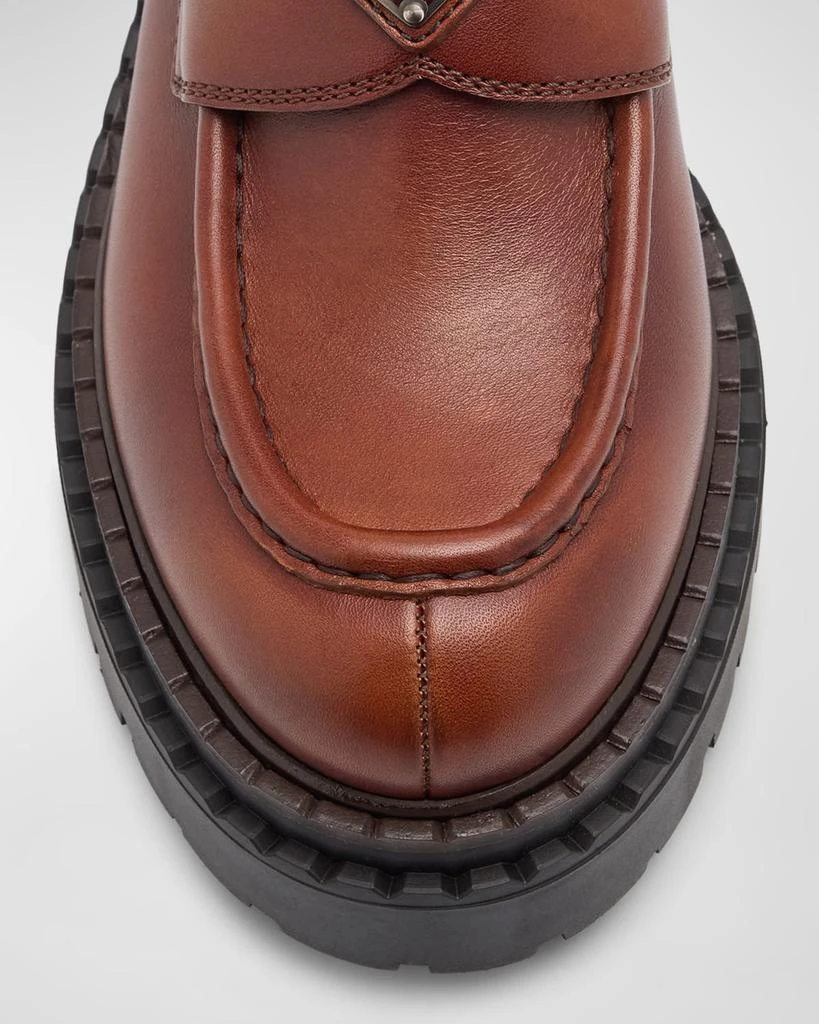 Prada Chocolate Calfskin Platform Loafers 5