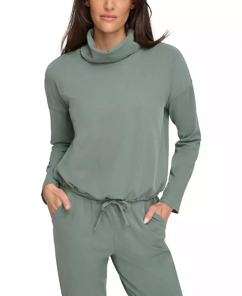 Marc New York by Andrew Marc Women's Sueded Pique Cowl Neck Top with Drawstring Waistband