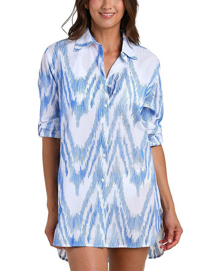 La Blanca Tidal Wave Camp Shirt Swim Cover-Up