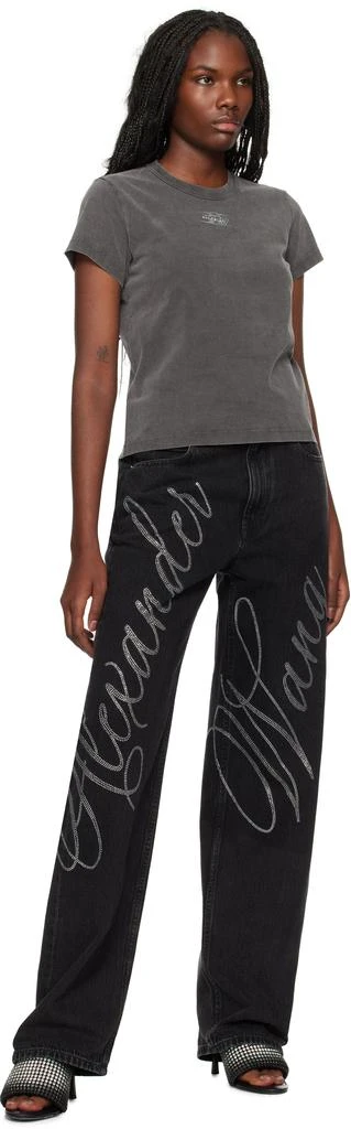 Alexander Wang Gray Blade Logo-Embossed T-shirt 4