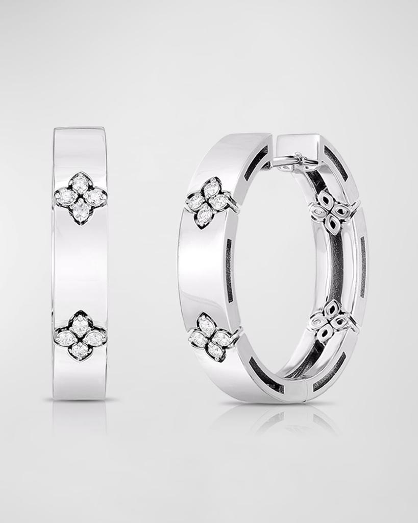 Roberto Coin Love in Verona 18k White Gold Diamond Huggie Earrings, 20mm