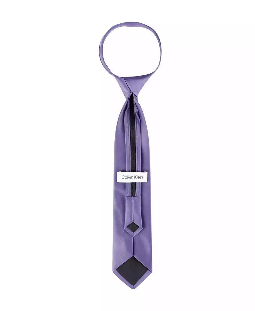 Calvin Klein Boys Solid Satin Pre-Tied Zipper Tie 2