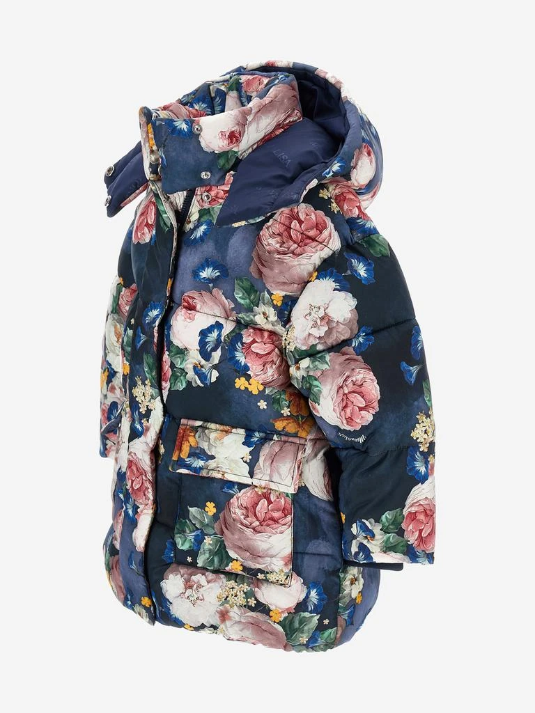 MONNALISA Monnalisa Girls Baroque Roses Puffer Jacket in Blue 5