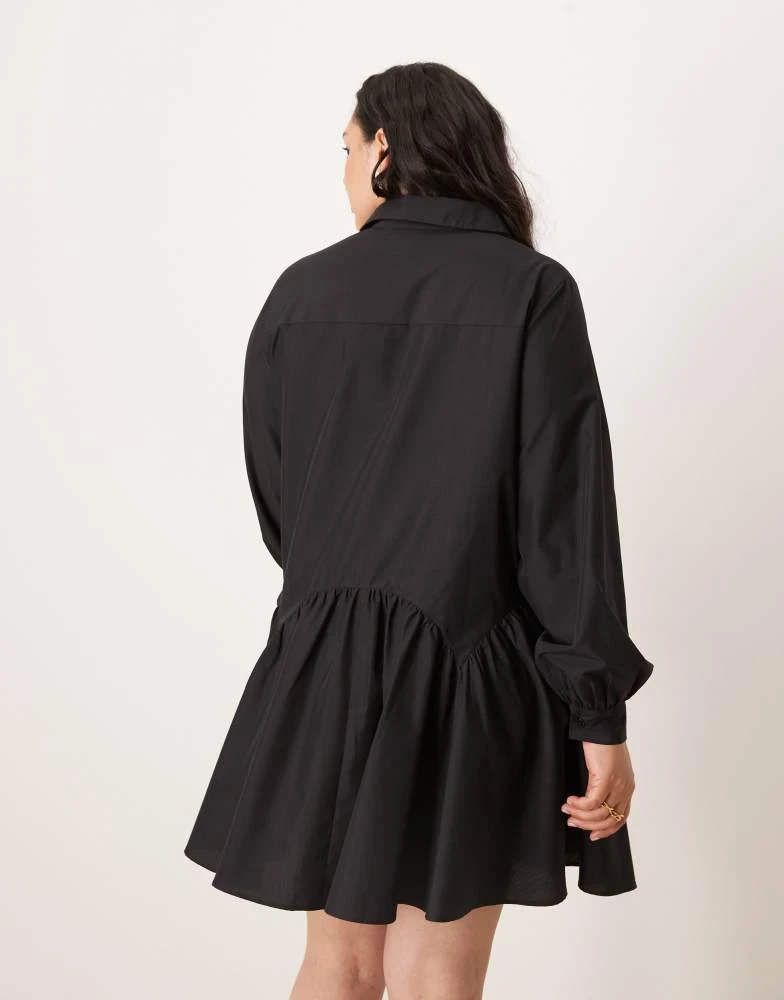 ASOS ASOS DESIGN Curve mini shirt dress with wide cuffs and oversized pockets in black 4