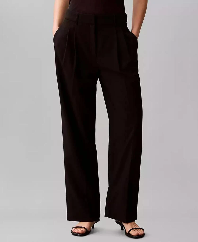 Calvin Klein Women
s Pleated High Rise Wide Leg Pants