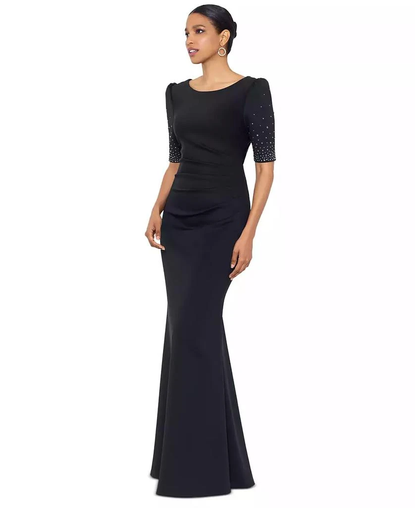XSCAPE Women's Embellished Scuba Boat-Neck Gown 1