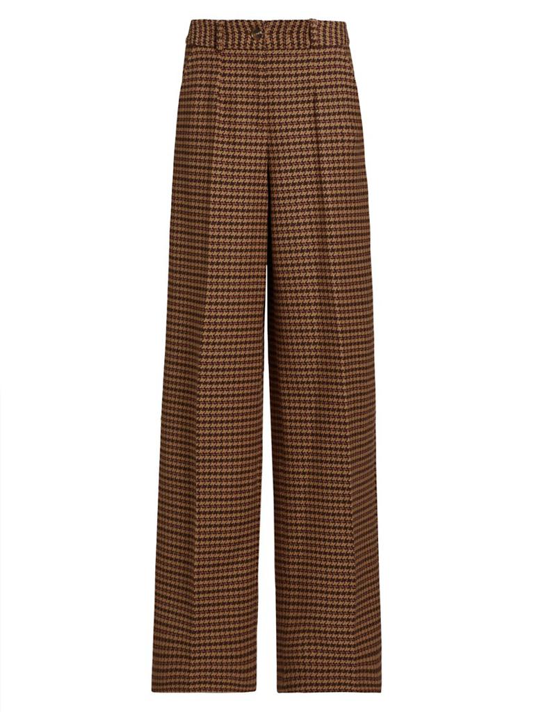 Sergio Hudson Houndstooth Wool-Blend Trousers