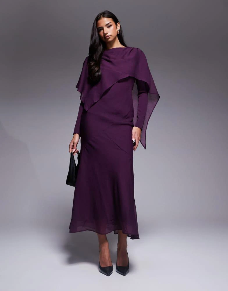 navy blue dress for baby girl ASOS Design Asymmetric Neckline Maxi Dress with Hardware Trim in Dark Red main image 1