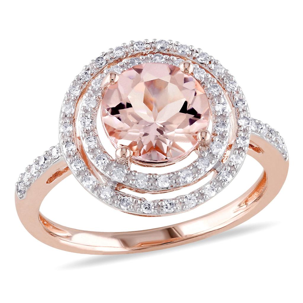 Womens 2 4/5ct TGW Pear Shape Pink Topaz and Diamond Accent Floral