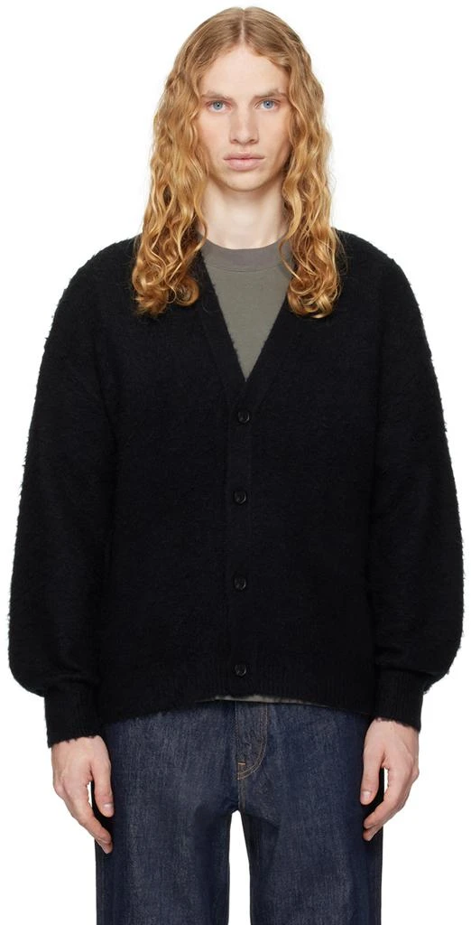 AURALEE Black Brushed Wool Cashmere Silk Cardigan 1