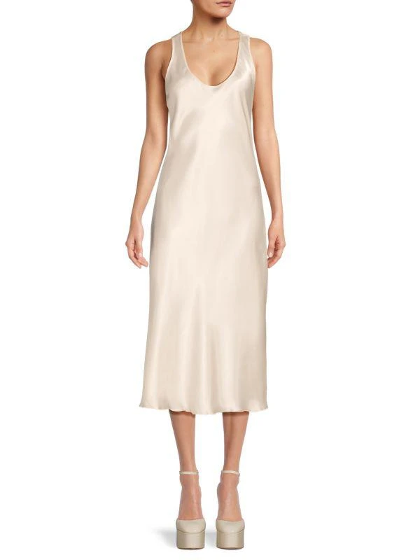 TASH + SOPHIE Scoopneck Satin Midi Dress 1