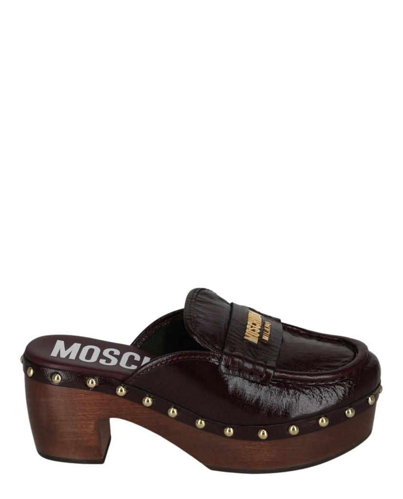 【関税＆送料込み】Moschino Brown Leather Blend Slippers Moschino Brown Leather Blend Slippers | italist