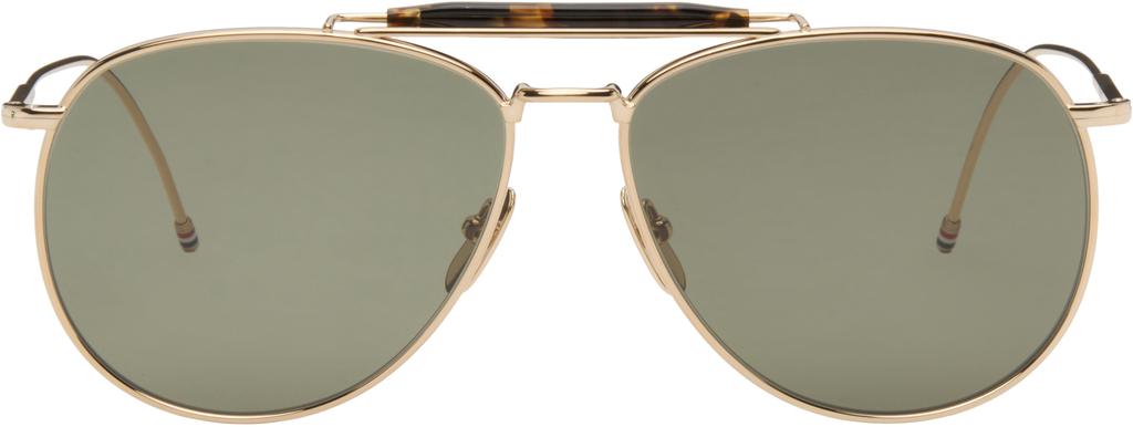 Thom Browne Gold Aviator Sunglasses
