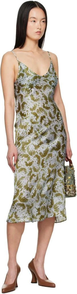 Dries Van Noten Blue 
Green Silk Slip Midi Dress 4