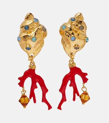 Oscar de la Renta Crystal-embellished clip-on earrings