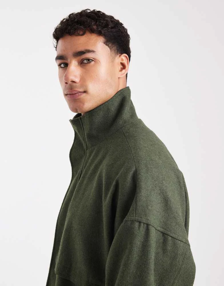 ASOS ASOS DESIGN wool look track jacket in khaki 4