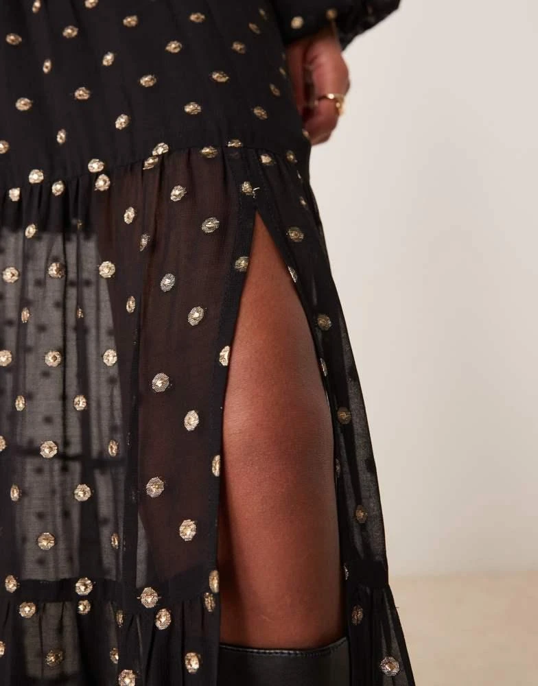 ASOS ASOS DESIGN metallic spot maxi skirt in black & gold 2