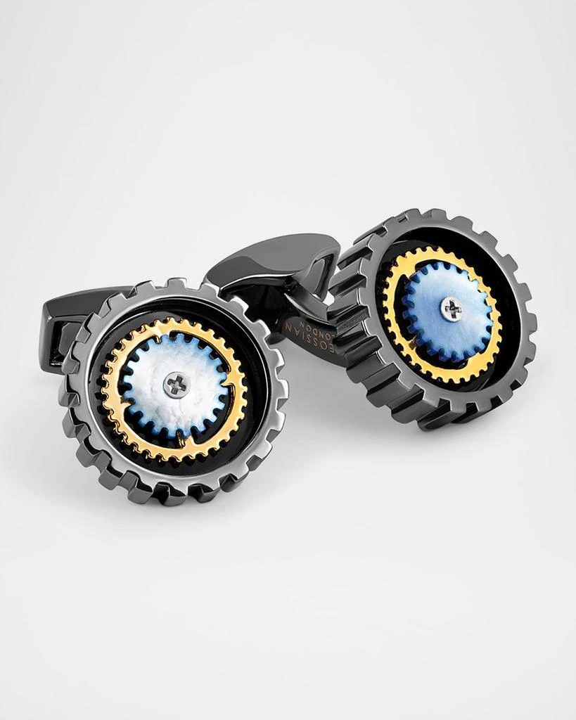 Tateossian Men's Gold-Tone and Mother-Of-Pearl Rotating Gear Cufflinks 1