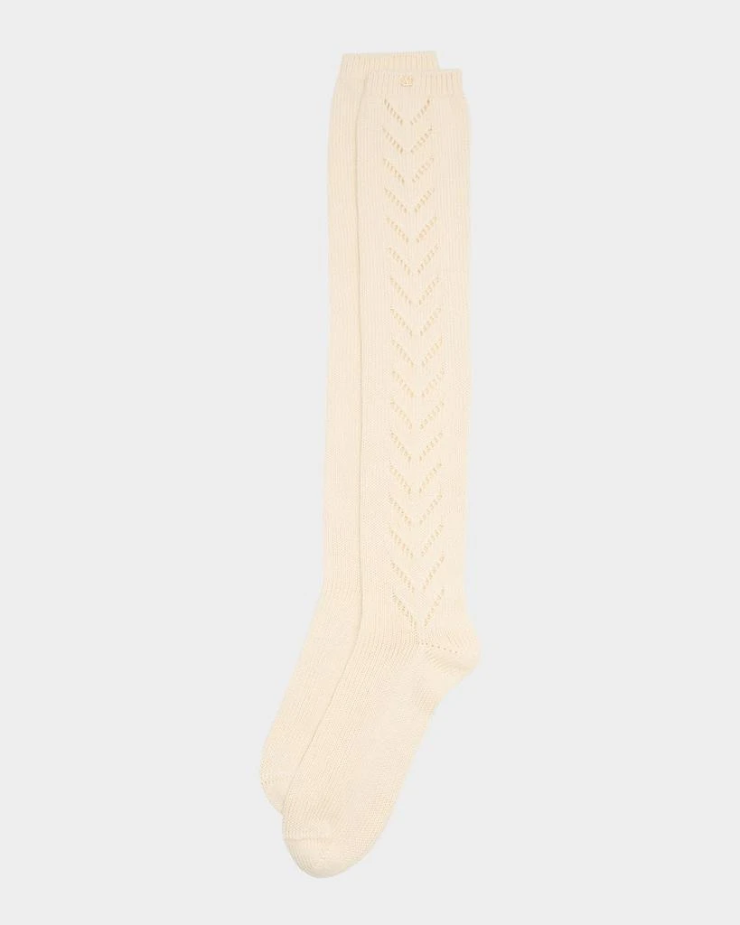 Valentino Cotton Pointelle Knee-High Socks 1