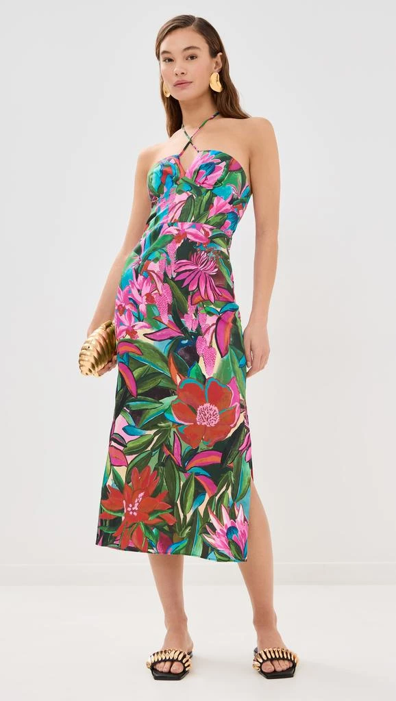 adrianna papell floral chiffon halter dress Multi Colored Floral Chiffon Trapeze Halter Gown main image 1